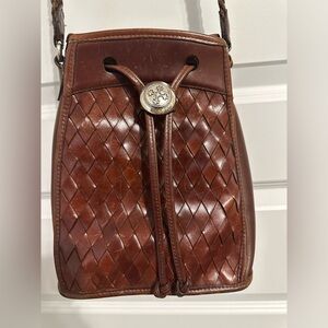Brighton Brown Woven Leather Crossbody Bag